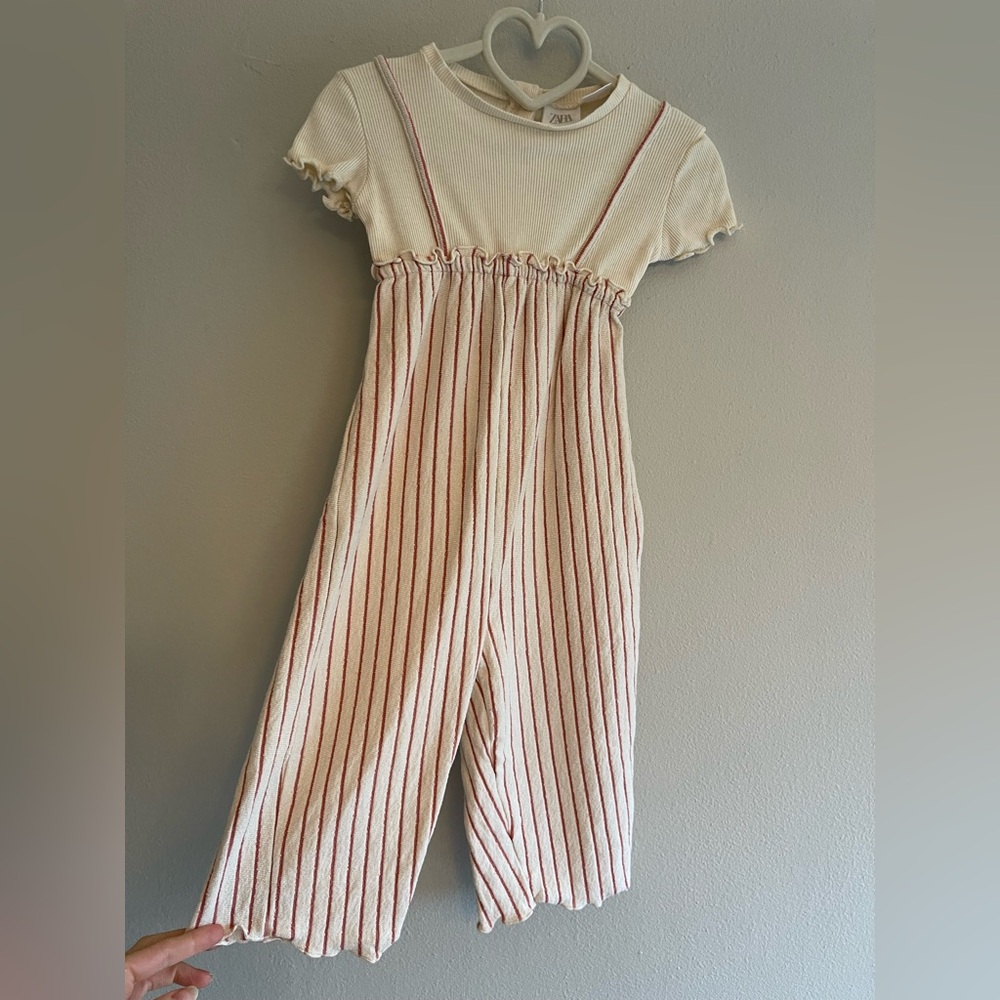 Zara Kids Cream and Pink Striped Romper 18-24 months